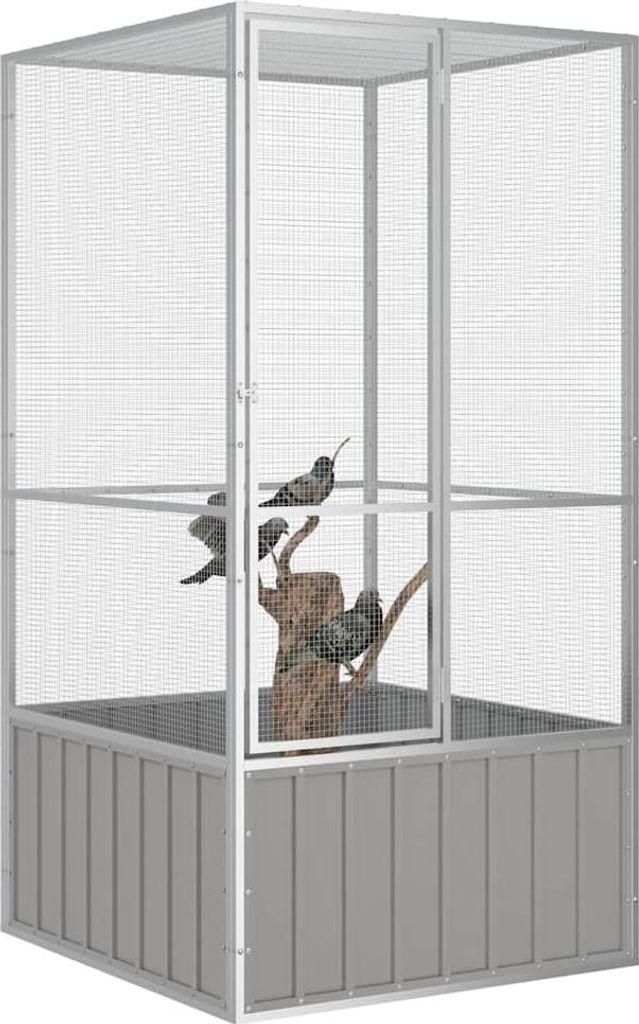 vidaXL Ptačí klec šedá 111x107x211,5 cm Pozinkovaná ocel Obrázek produktu 