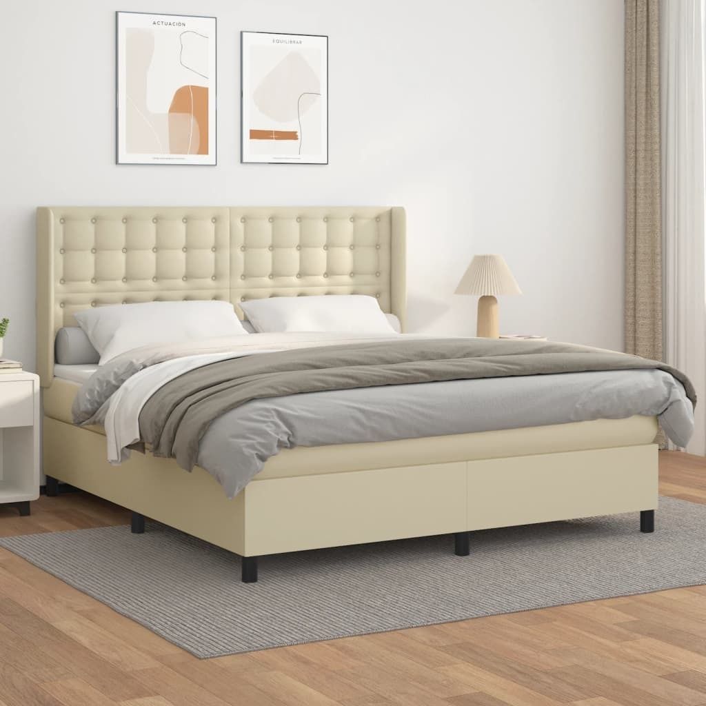 Maison Exclusive - Boxspringbett mit Matratze Creme 180x200 cm Kunstleder