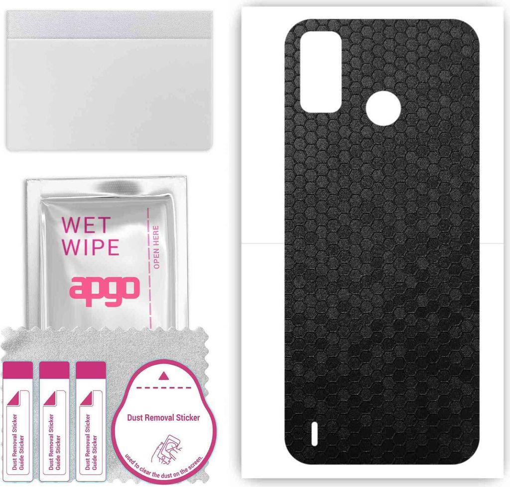 apgo Rückseite Schutzfolie, Skin, kompatibel mit Tecno Spark Go 2021, Hinten Displayschutzfolie aus Vinylfolie, kratzfest, einfache Montage - Schw...