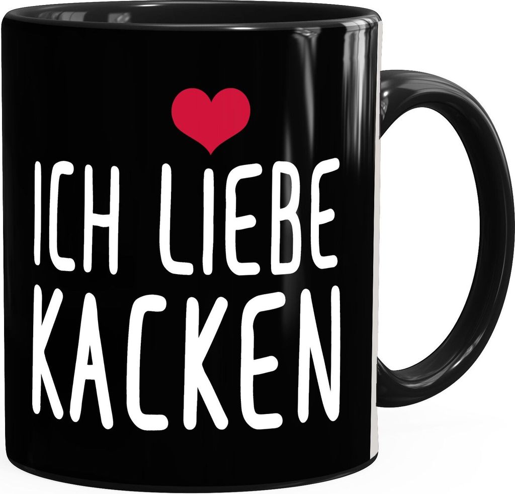 Spruch-Tasse Ich liebe kacken Kaffeetasse Teetasse MoonWorks schwarz unisize