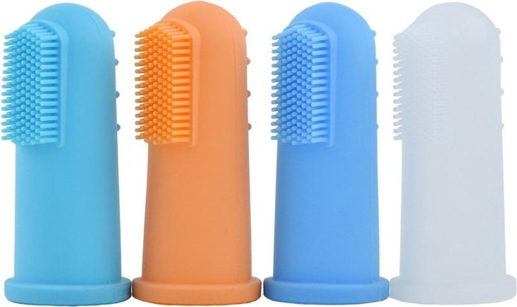 INF 4er-Packung Silikon Fingerzahnbürsten für Hunde und Katzen Zahnpflege