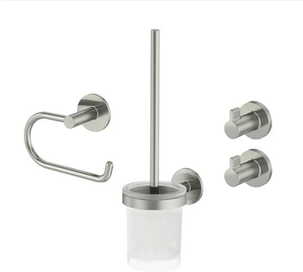 Accessoires de toilettes blancs gain de place avec brosse et support de papier