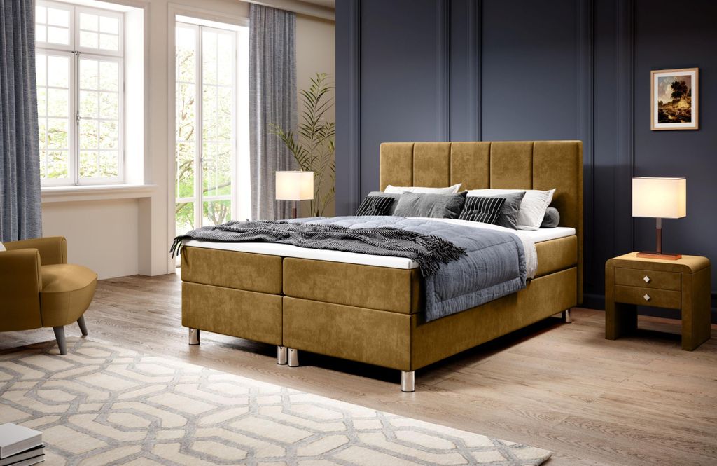 Hotelbett 160x200 RAQUEL 4 - Senf