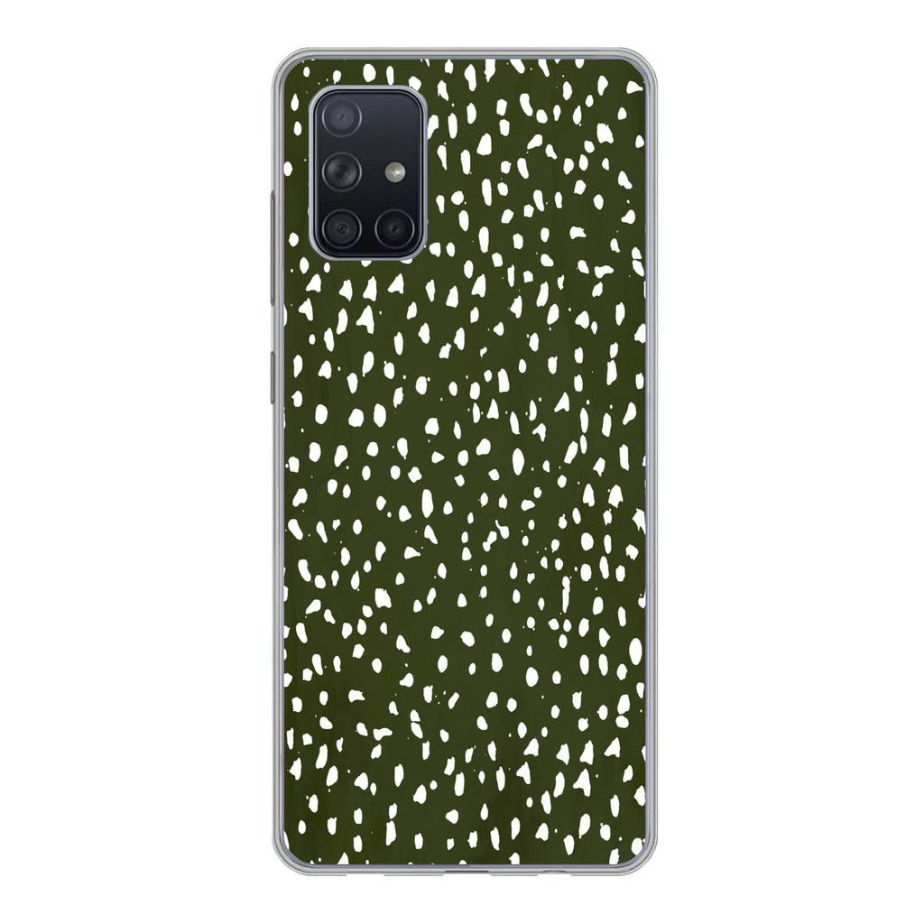 MuchoWow Handyhülle Schutzhülle Hülle für Samsung Galaxy A51 5G Polka dots - Weiß - Schwarz Silikon Softcase Handy Hülle - Abbildung