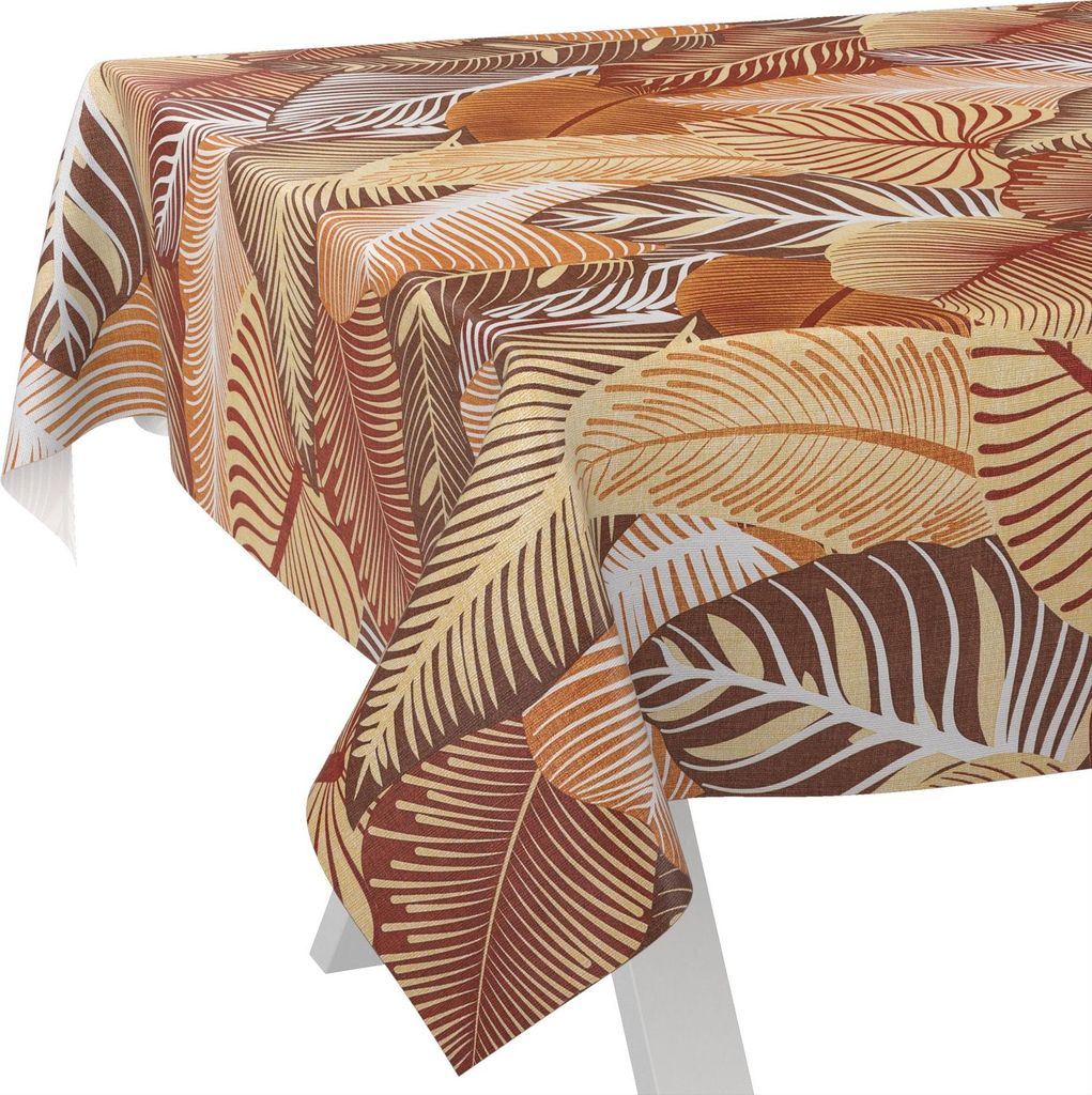 Tischdecke Extraordinär Blätter Gold 180x100cm Schnittkante Wachstuch abwaschbar