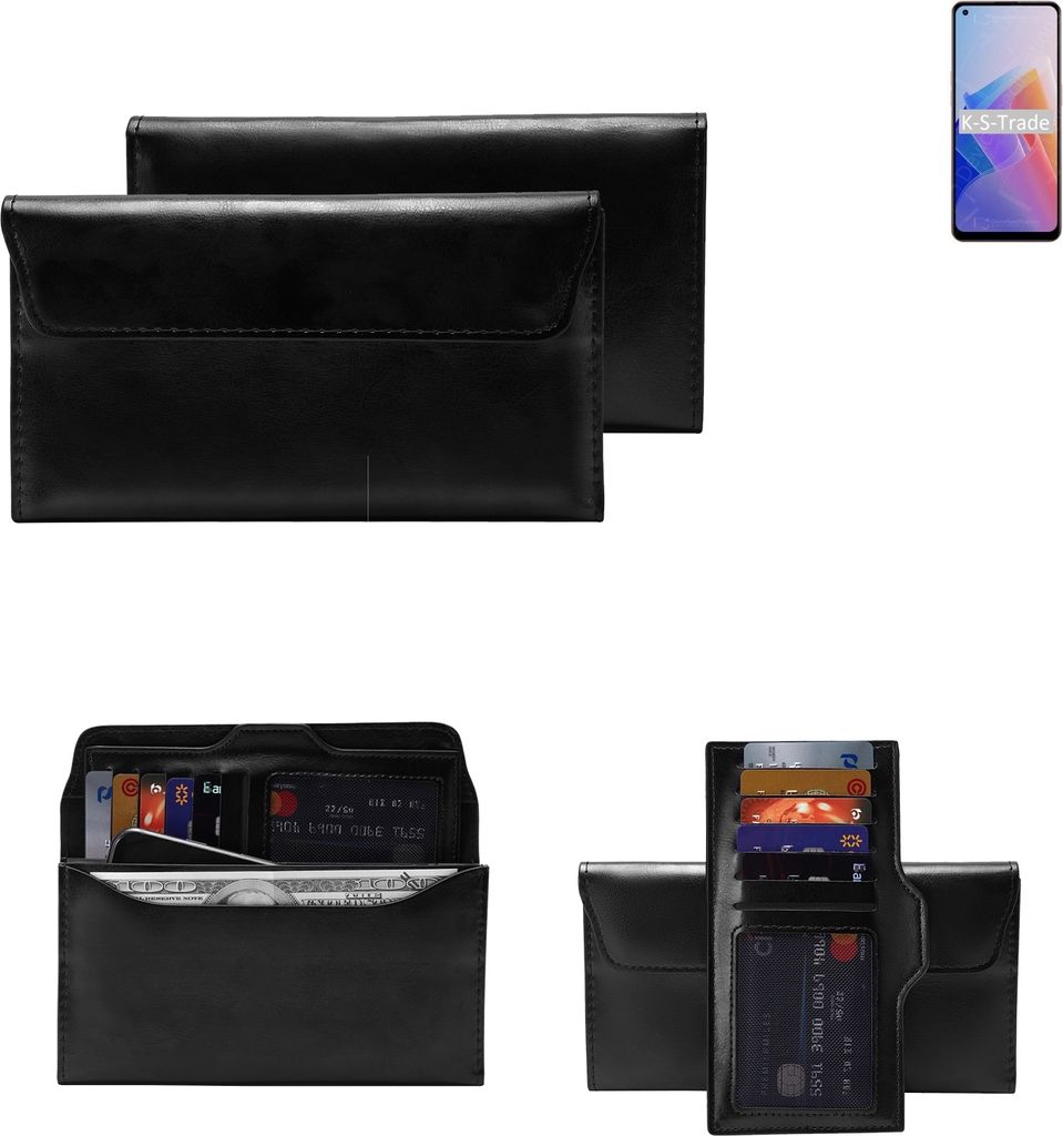 K-S-Trade Handy Hülle kompatibel mit Oppo A96 5G Schutz Hülle Tasche Schutz Case Handytasche Kunstleder schwarz, 1x