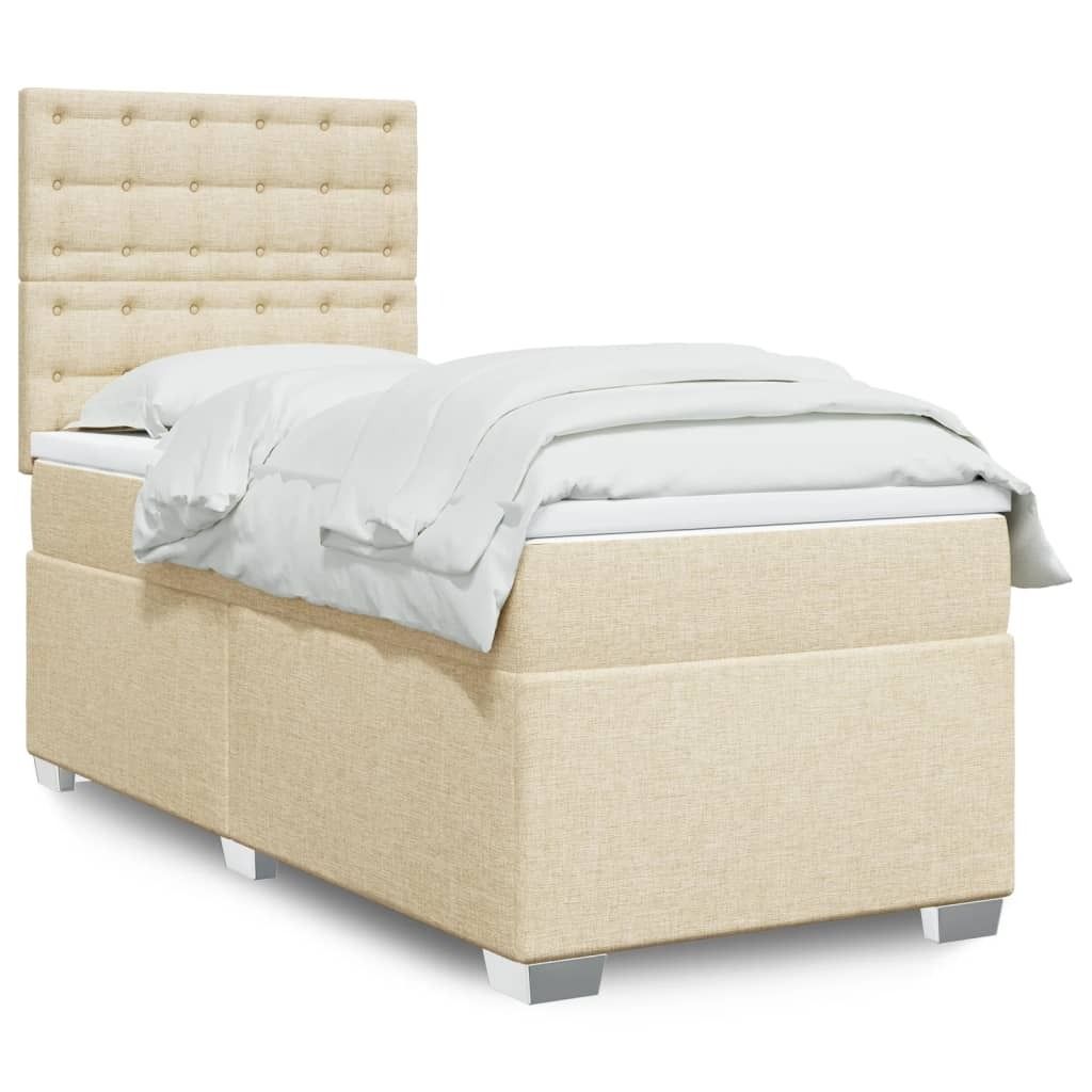 Maison Exclusive - Boxspringbett mit Matratze Creme 90x190 cm Stoff