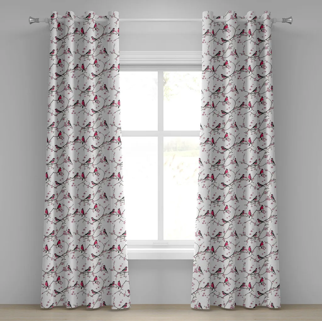 Decorazione Finestre Tende Sakura e Uccelli: Design 2 Pannelli 280x245