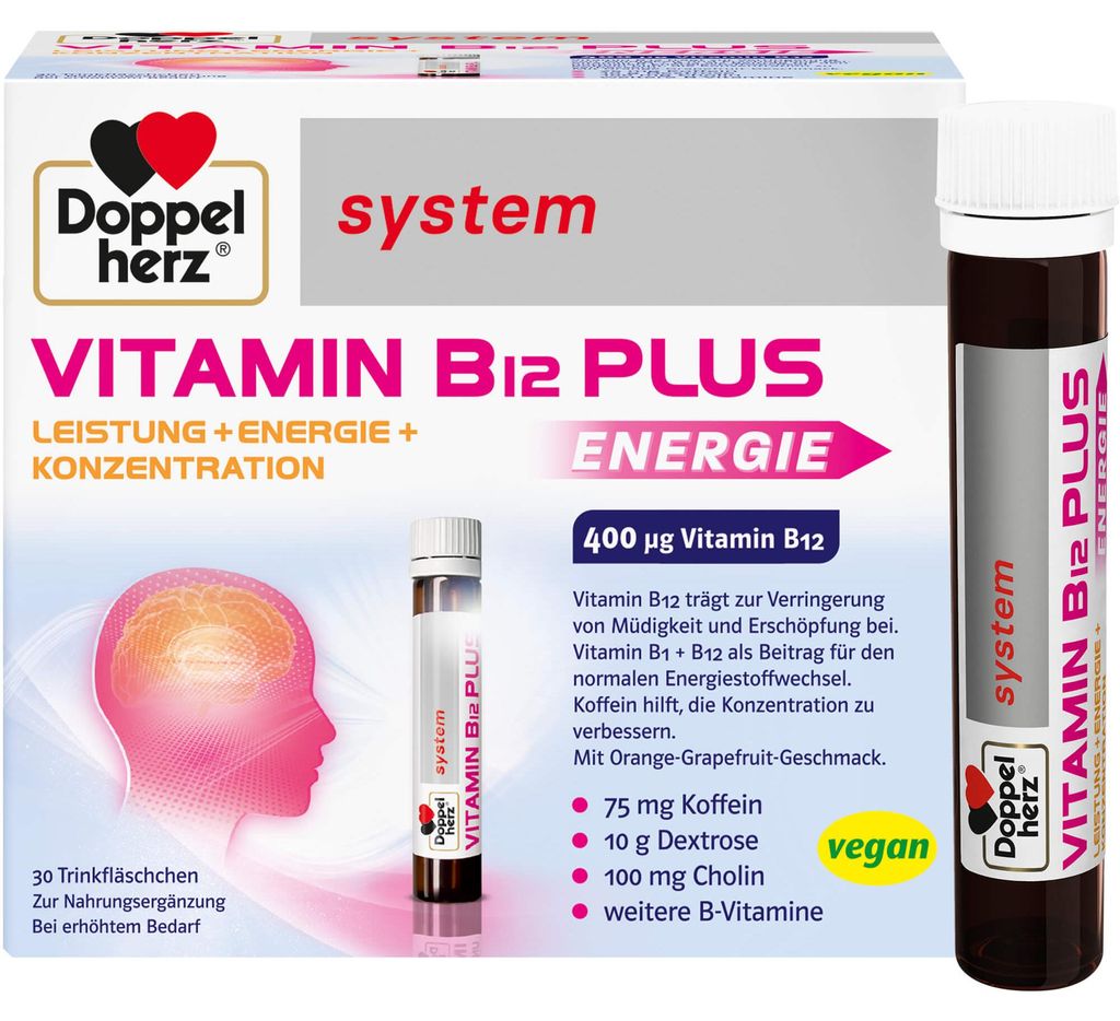 Systém Doppelherz Vitamin B12 Plus lahvičky, 30 ks. Ampulky Obrázek produktu 