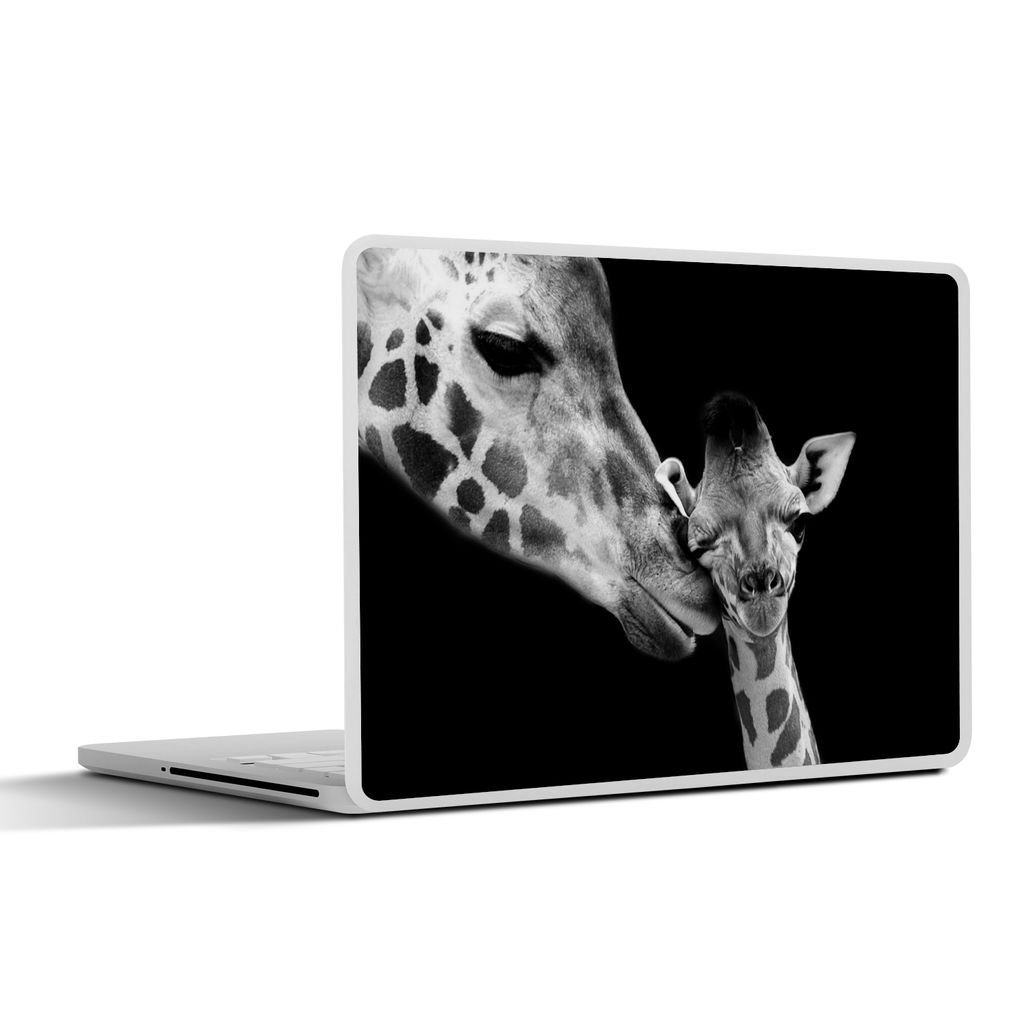 MuchoWow Laptop Aufkleber Sticker Cover Tiere - Schwarz - Weiß - Giraffe - Porträt 36.5x27.5 cm - Laptop-Sticker