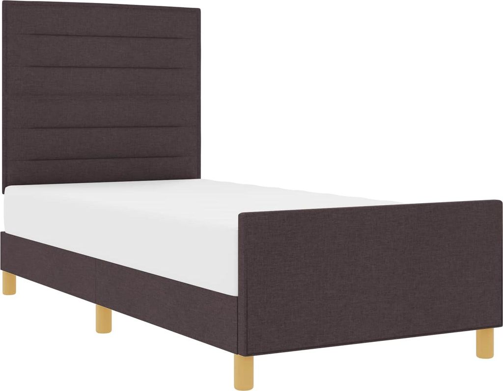 Bettgestell mit Kopfteil Dunkelbraun 90 x 190 cm Stoff
