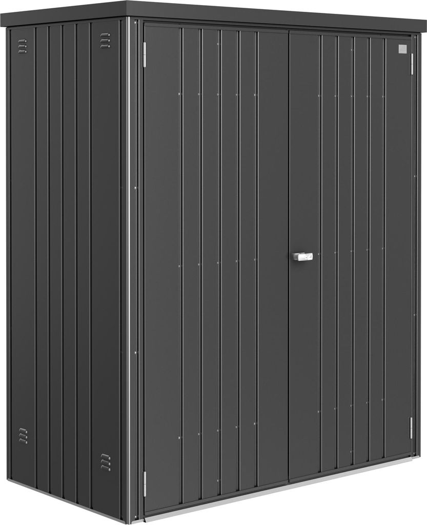 Biohort Equipment Locker, Metallschuppen, Doppel, Schmetterlings-Dach, Dunkelgrau Metallic, Stahl, Dunkelgrau Metallic