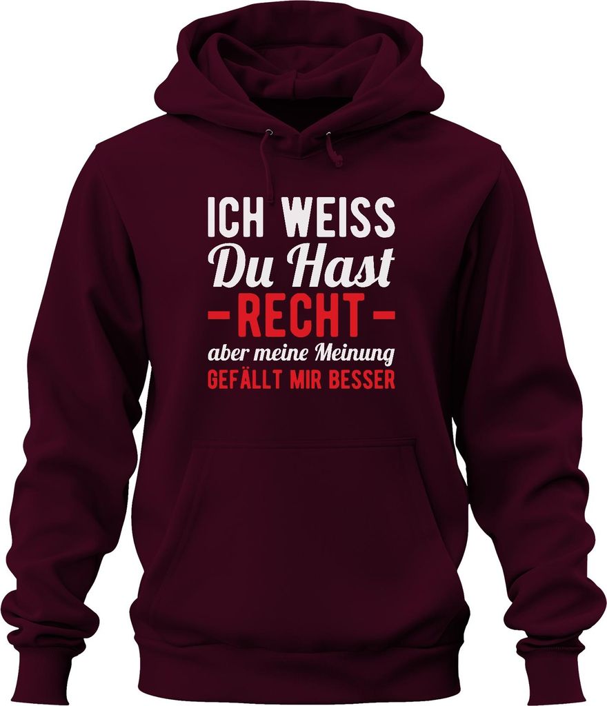 Du hast Recht meine Meinung gefällt mir Sarkasmus Humor Witzig Uni Hoodie Kapuzenpullover, Burgundy, 3XL