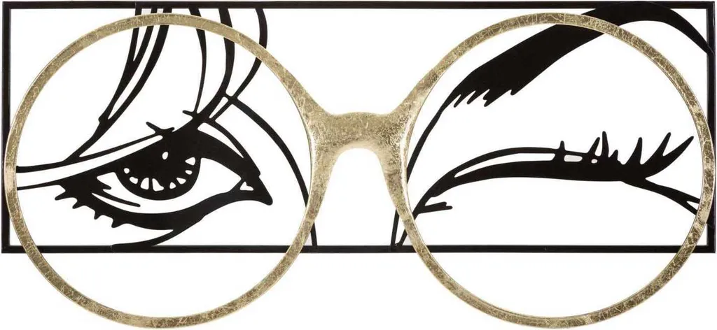 Tableau relief lunettes 89,5 cm Mauro Ferretti métal noir contemporain