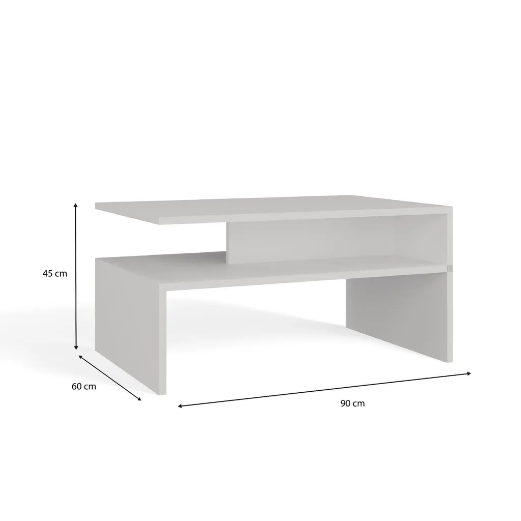 Table basse GUIREN blanc mat - Table de salon design épuré 100x60 cm - 10