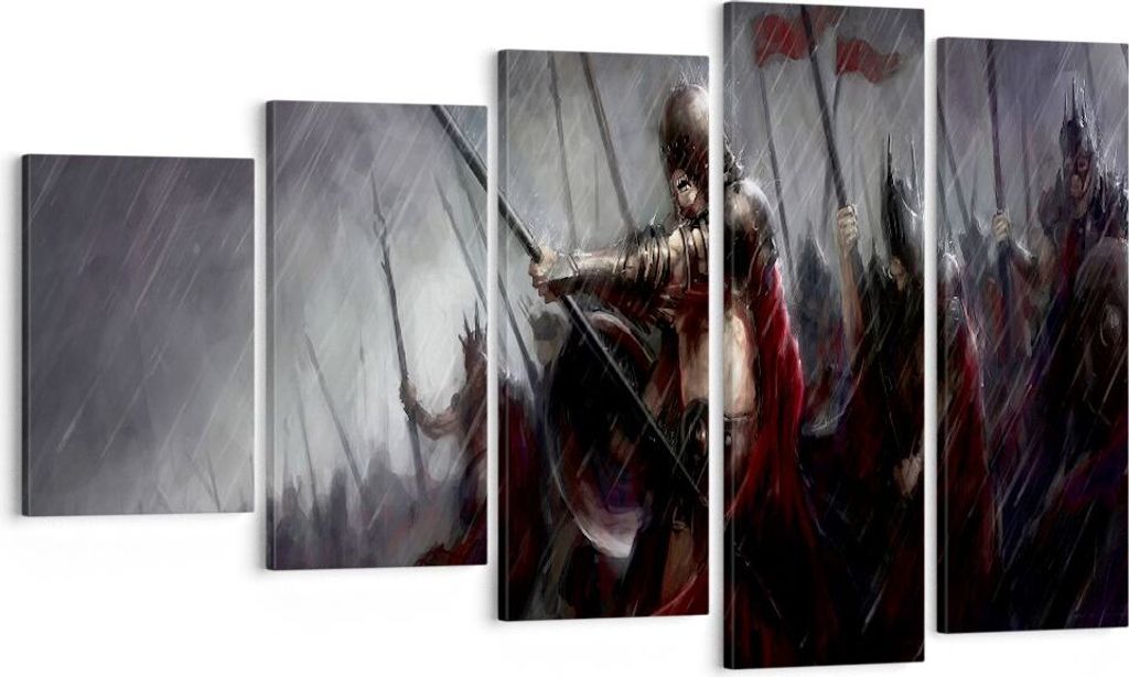 Bild auf Leinwand - Leinwandbild - ritter kampf feld - 100x60cm - Wand Bild - Wanddeko - Wandbilder - Leinwanddruck - Bilder - Kunstdruck - Wanddek...