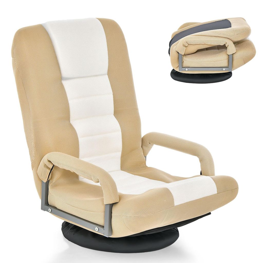 COSTWAY Bodenstuhl 360° drehbar, Bodensessel mit 6-Fach Verstellbarer Rückenlehne, Game Sessel gepolstert, Bodensofa Meditationsstuhl bis 140kg b...
