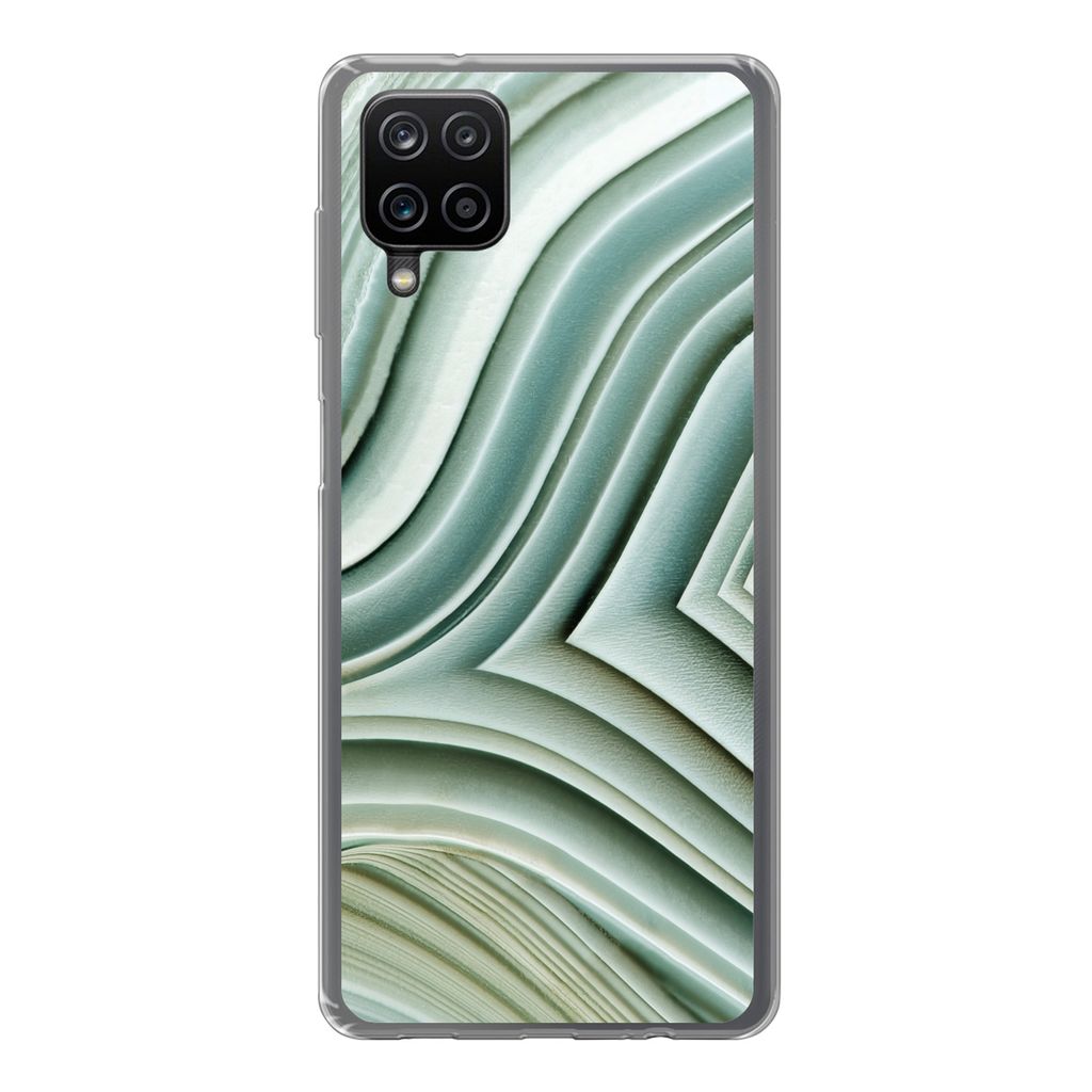 MuchoWow Handyhülle Schutzhülle Hülle für Samsung Galaxy A12 Naturstein - Abstrakt - Grau Silikon Softcase Handy Hülle - Bild