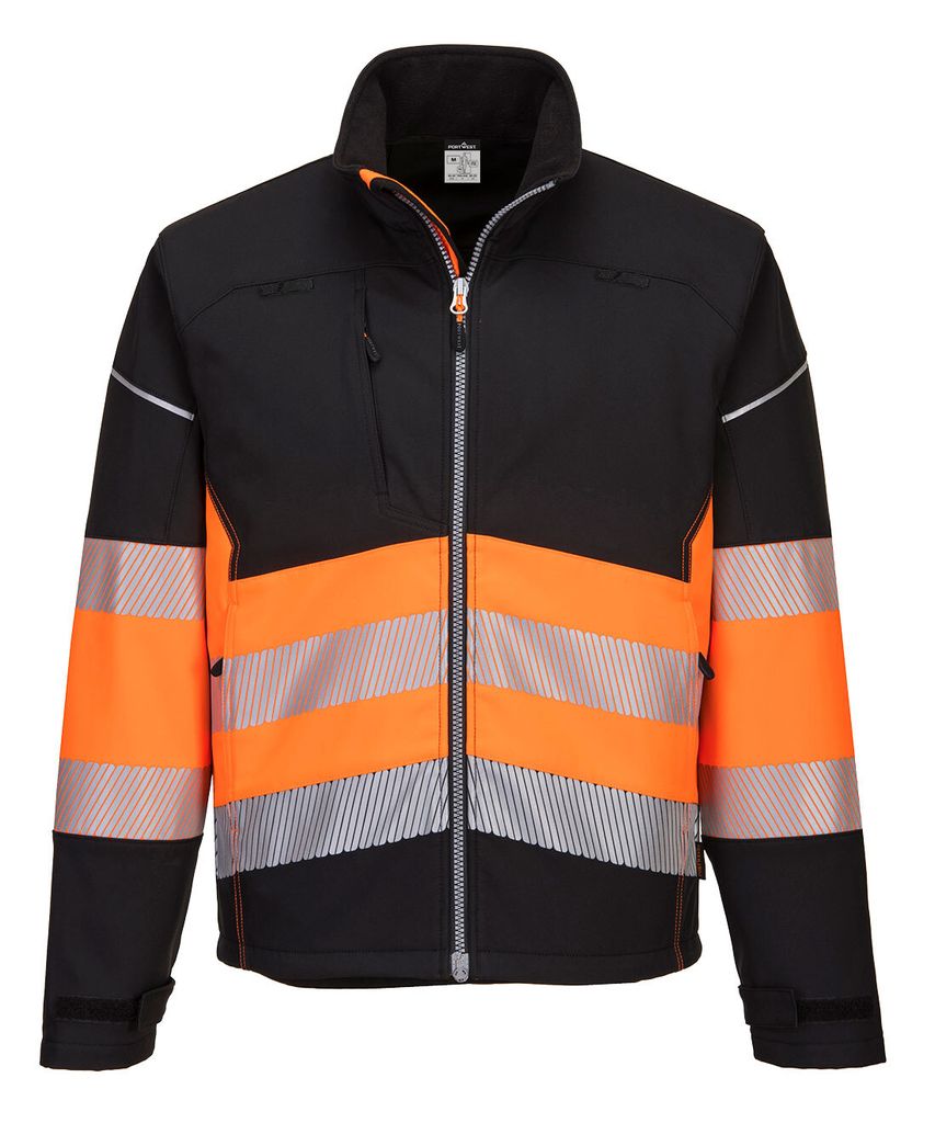 Portwest PW375 PW3 Warnschutz Softshelljacke Klasse 1 (3L) Black/Orange Gr. M