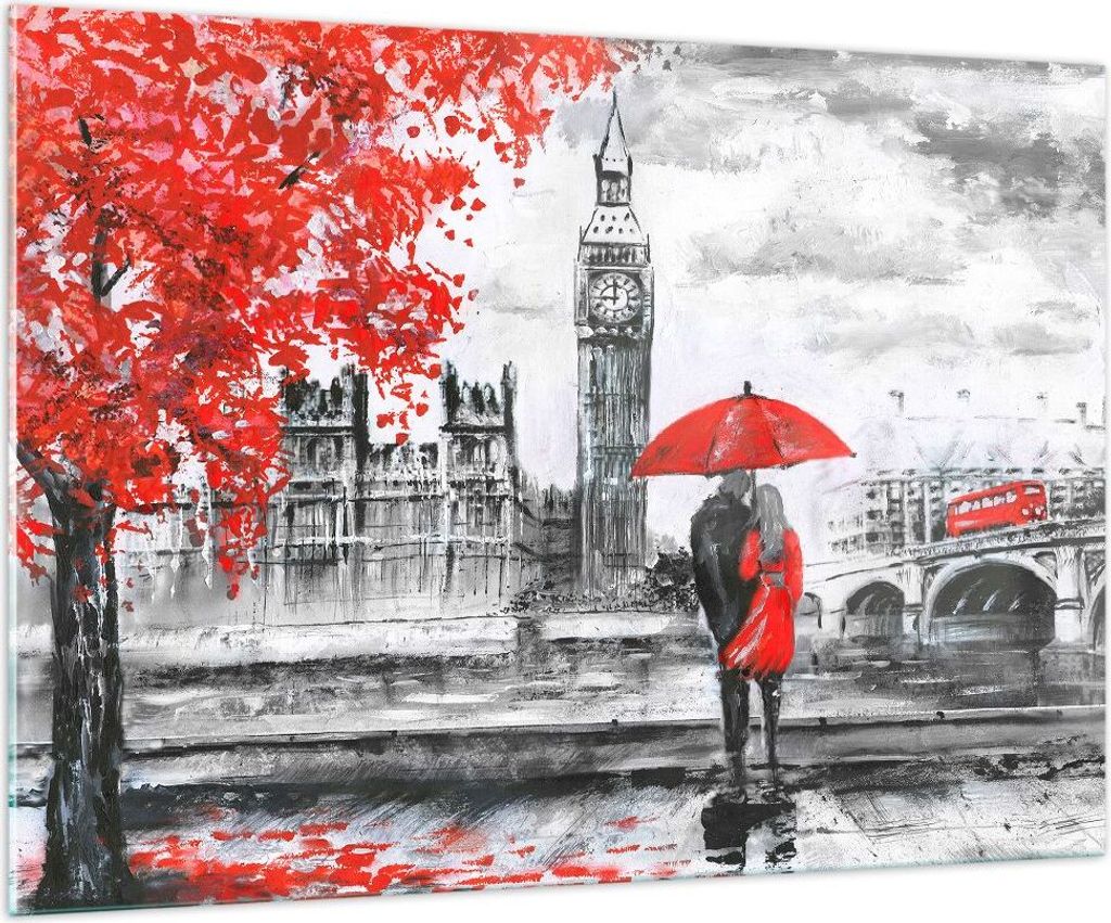 Bilder auf glas - London Architektur big ben - 100x70cm - Glasbilder - Wandbilder - Kunstdruck - zum Aufhängen bereit - Wanddekoration aus Glas - ...