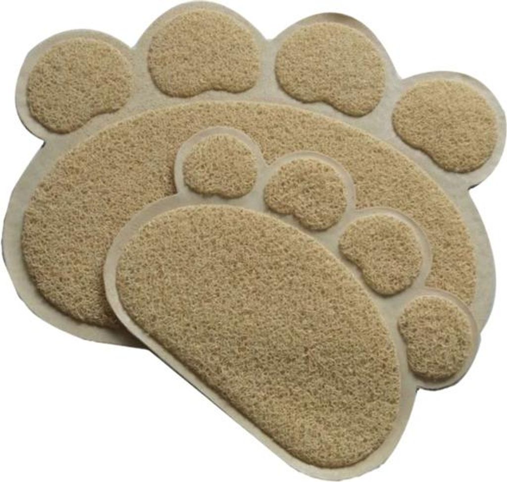 INF Katzenstreumatte mit Pfotenabdruck - Rutschfest, Weich & Leicht zu Reinigen Beige