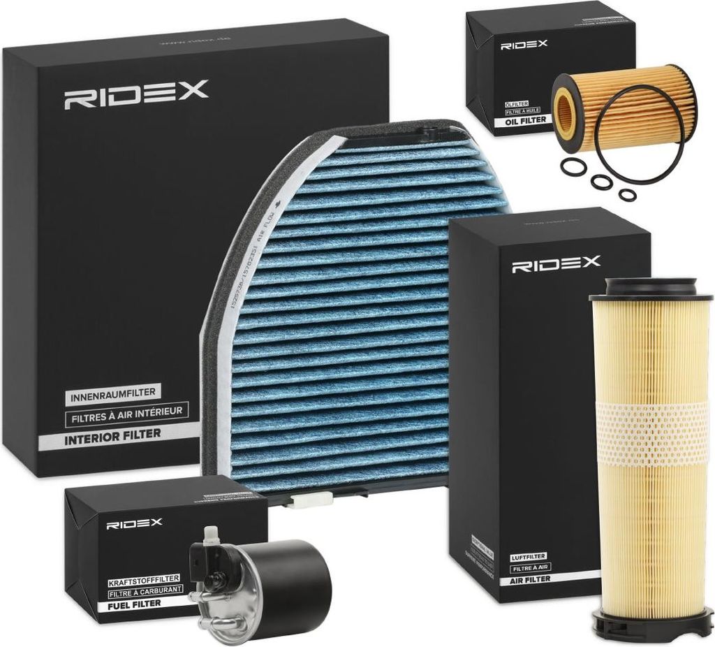 RIDEX Filterset Inspektionspaket Filtersatz passend für MERCEDES-BENZ C-Klasse Limousine (W204) C-Klasse T-modell (S204)