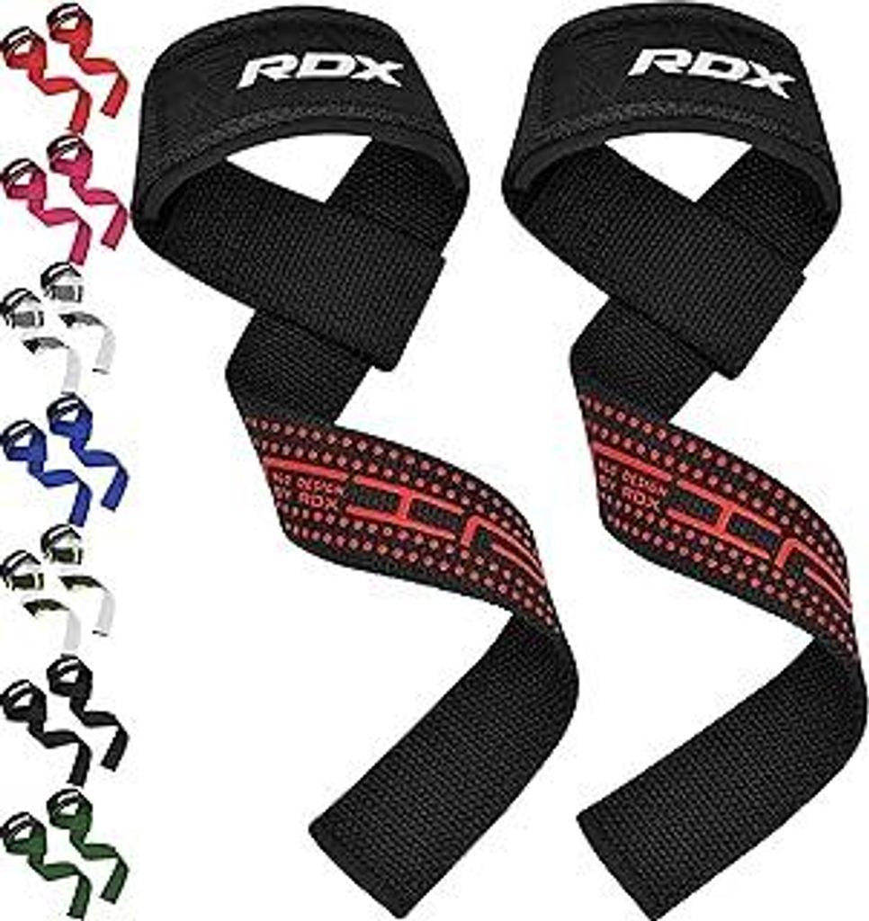 RDX Zughilfen Krafttraining Lifting Straps, 60CM Lang Profi Gym Bodybuilding Kreuzheben Gewichtheben Zubehör, 5MM Gepolstert Handgelenkschutz Grif...