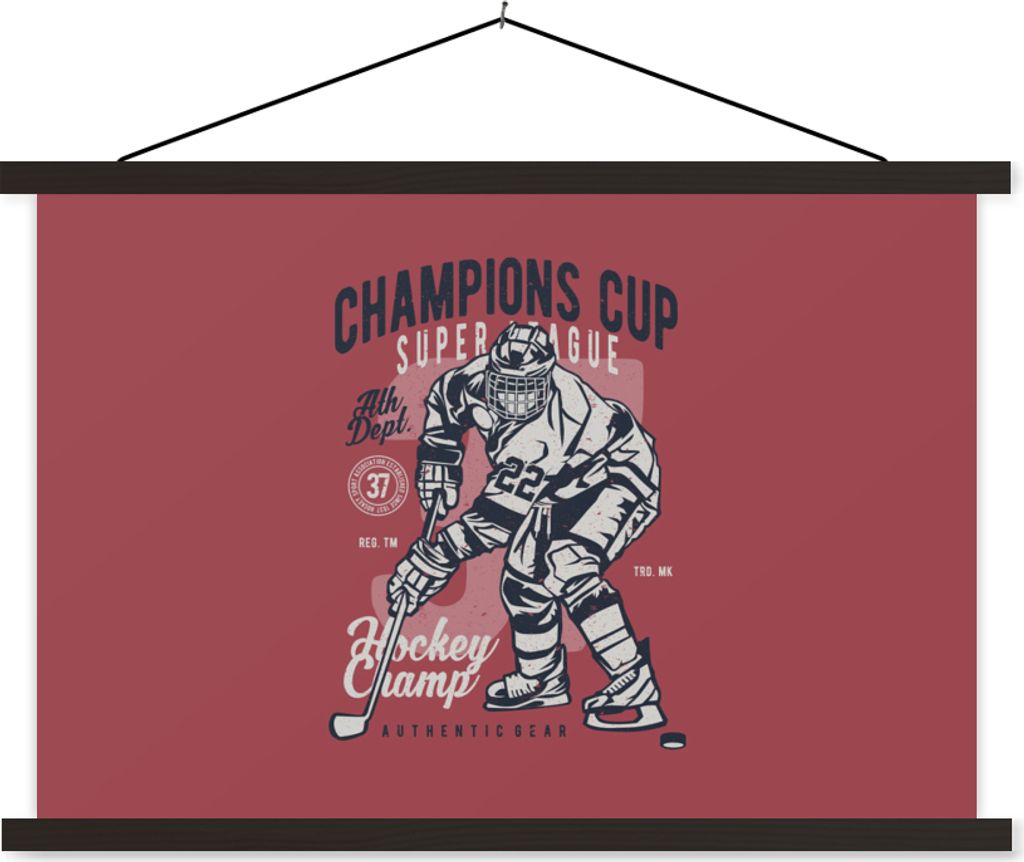 MuchoWow Textilposter Eishockey-Schlittschuhe - Sport - Vintage 120x80 cm mit schwarzem Rahmen - Wanddeko