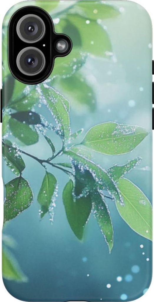 Frische grüne Blätter mit sanftem Lichtspiel – Hülle Kompatibel mit iPhone 16 Plus