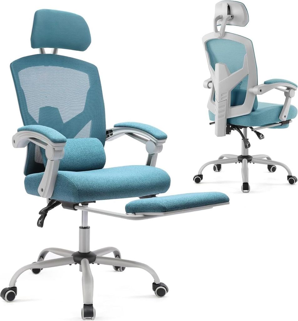 Bürostuhl Ergonomisch - Ein Schreibtischstuhl mit Komfortarmlehnen, Ausgestattet mit Einer Bequemen Lendenwirbelstütze und Fußstütze, Office Chair