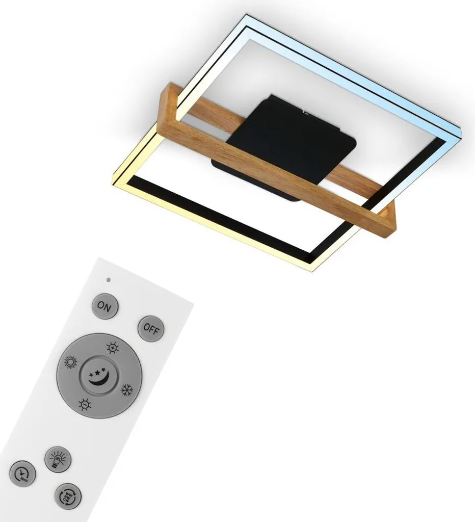 Lampada LED Soffitto Legno e Nero 40W CCT - Design Moderno Elegante