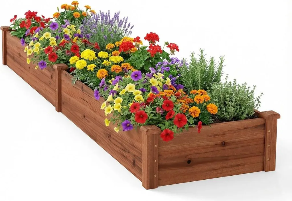Jardinière bois fond ouvert 240 x 60 cm drainage naturel et sol sain