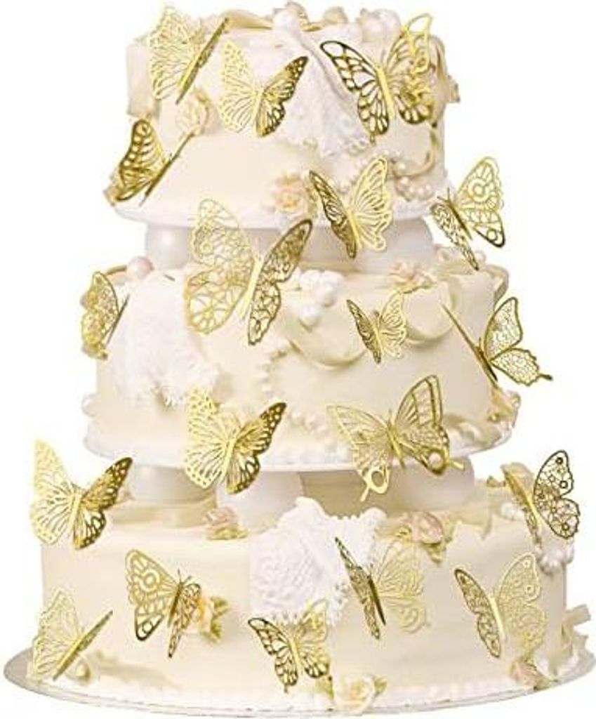 48 Stück Schmetterlinge Tortendeko, Schmetterling Geburtstagstorte Topper Dekoration, Schmetterling Kuchen Topper, Cupcake Dekoration für Hochzei...