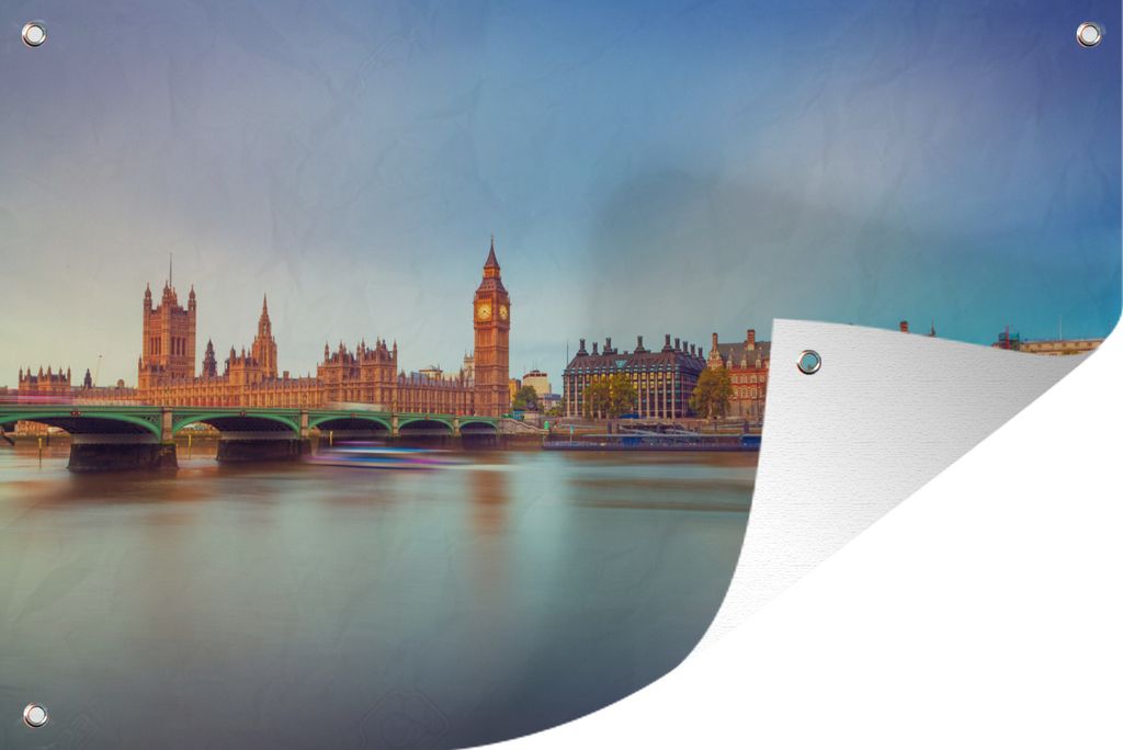 MuchoWow 120x80 cm Outdoor-Poster Gartendeko Sichtschutz Garten Poster für den Garten Londoner Skyline