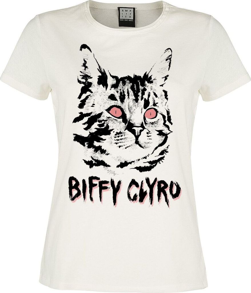 Biffy Clyro T-Shirt Damen Amplified Collection - Black Cat altweiß L