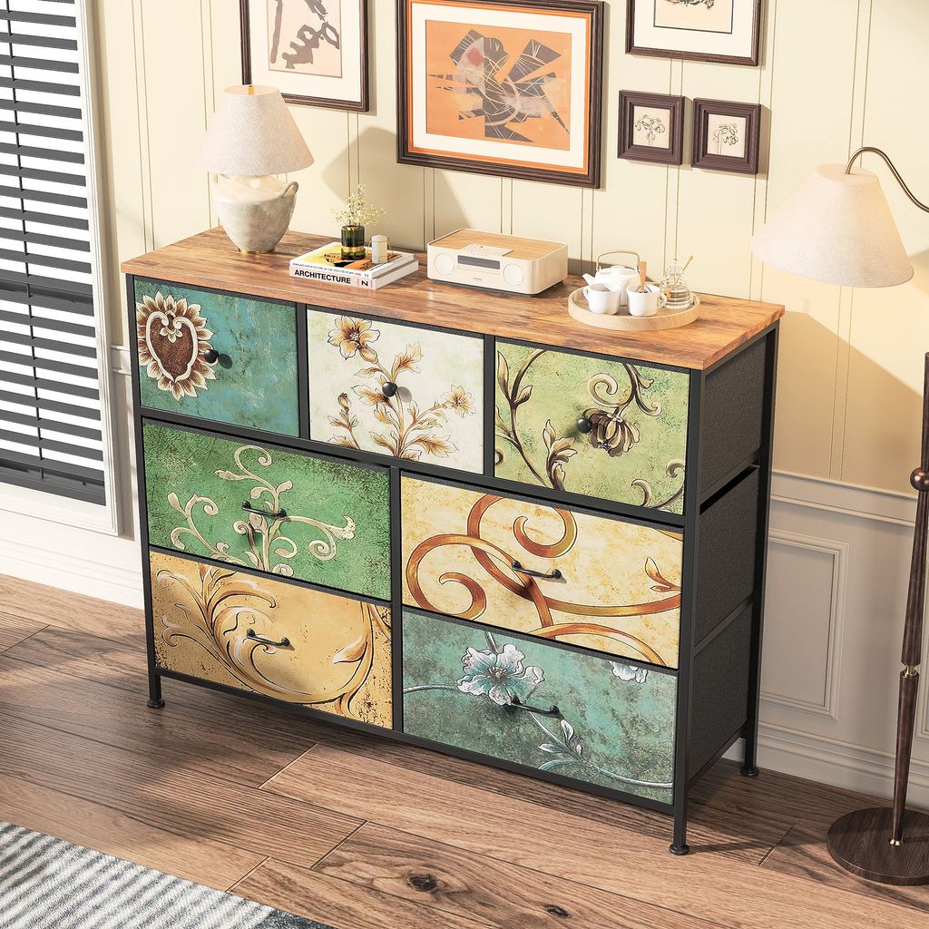 Cassettiera vintage, struttura in metallo, pannello in MDF Immagine del prodotto 