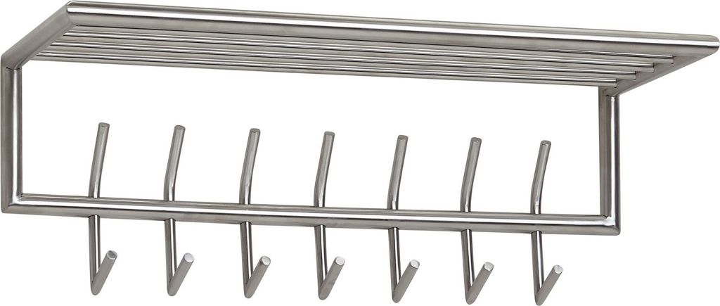 Wandgarderobe Metall Silber 74,5x29x30 cm Flurgarderobe mit Ablage | Design Hakenleiste Wandpaneel Stahl | Garderobe Wand mit Hutablage | Garderobe...