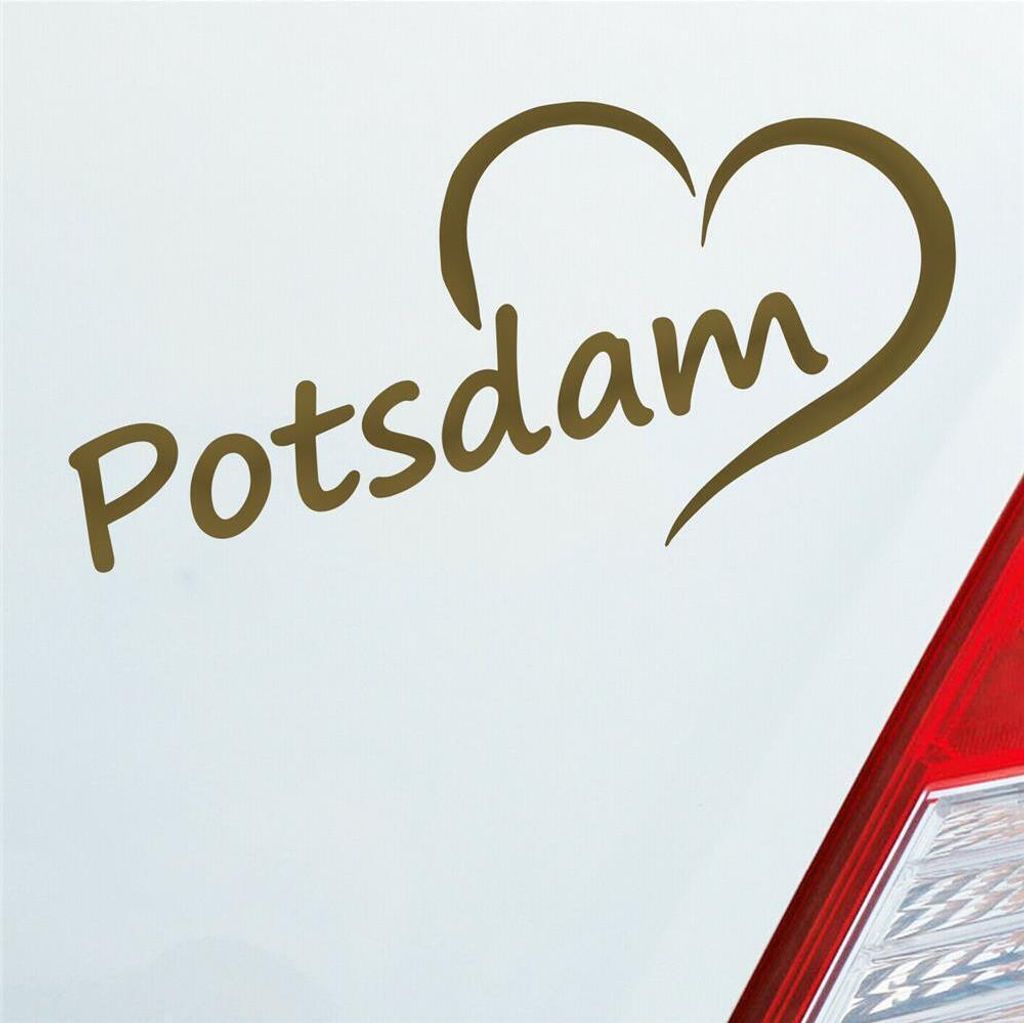 Auto Aufkleber Potsdam Herz Stadt City Love Liebe Heimat 16x8 cm Gold Sticker Heckscheibenaufkleber