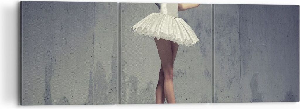 Bild auf Leinwand - Leinwandbild - 3 Teile - Ballerina Weiß Wand - 120x40cm - Wand Bild - Wanddeko - Wandbilder - Leinwanddruck - Bilder - Wanddek...
