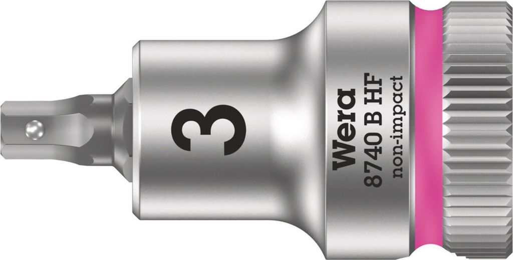Wera 8740 B HF Zyklop Bitnuss mit 3/8-Antrieb, mit Haltefunktion für Innensechskantschrauben, 3 x 35 mm