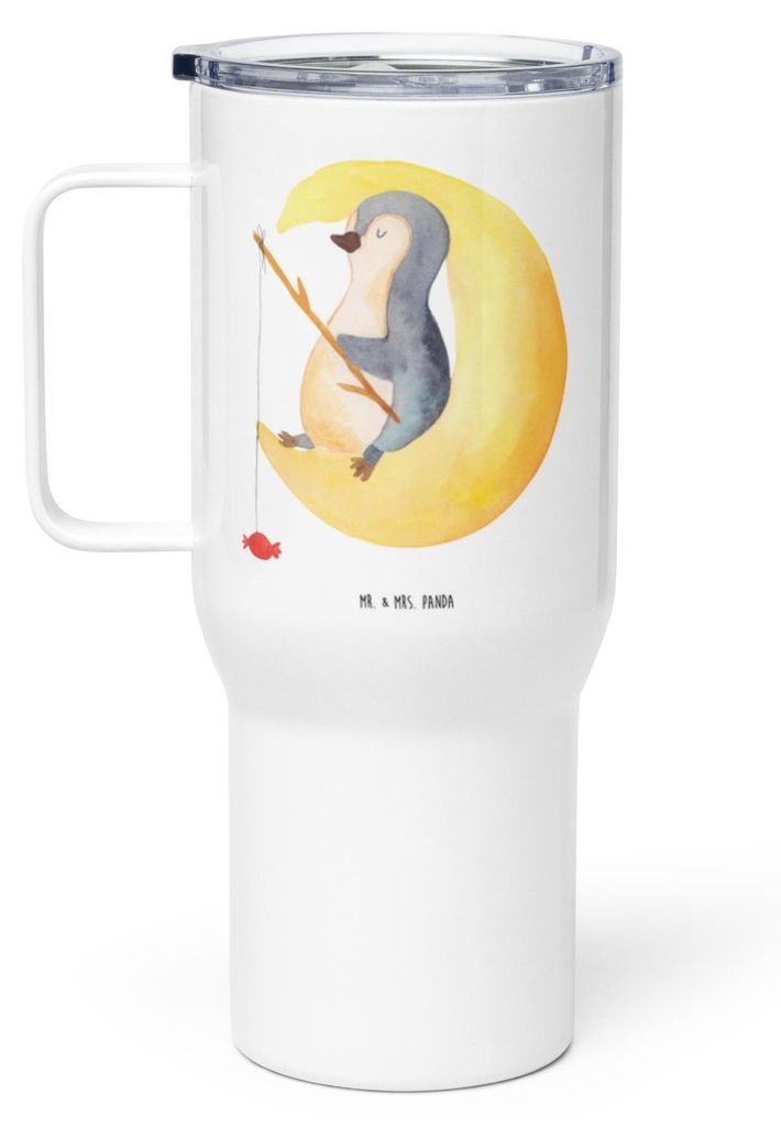 Mr. & Mrs. Panda Teetasse Pinguin Mond - Weiß - Geschenk, Pinguine, Spruch, Erschöpft, thermosbecher, To-Go-Becher, Kaffee-Thermobecher, Angel, T...