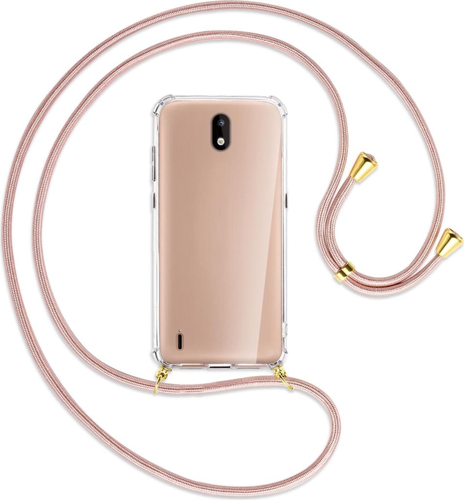 Handykette Backcover-Schutzhülle mit Band (Metall goldfarben) für Nokia 1.3 - roségold