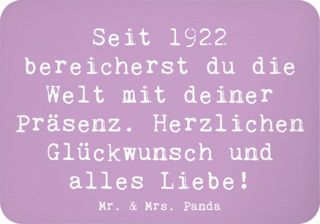 Mr. & Mrs. Panda magnet Spruch 1922 Geburtstag - Lavendeltraum - Geschenk, Seit, Geburtstagsfeier, whiteboardmagnet, küchenmagnet, Glückwunsch, N...