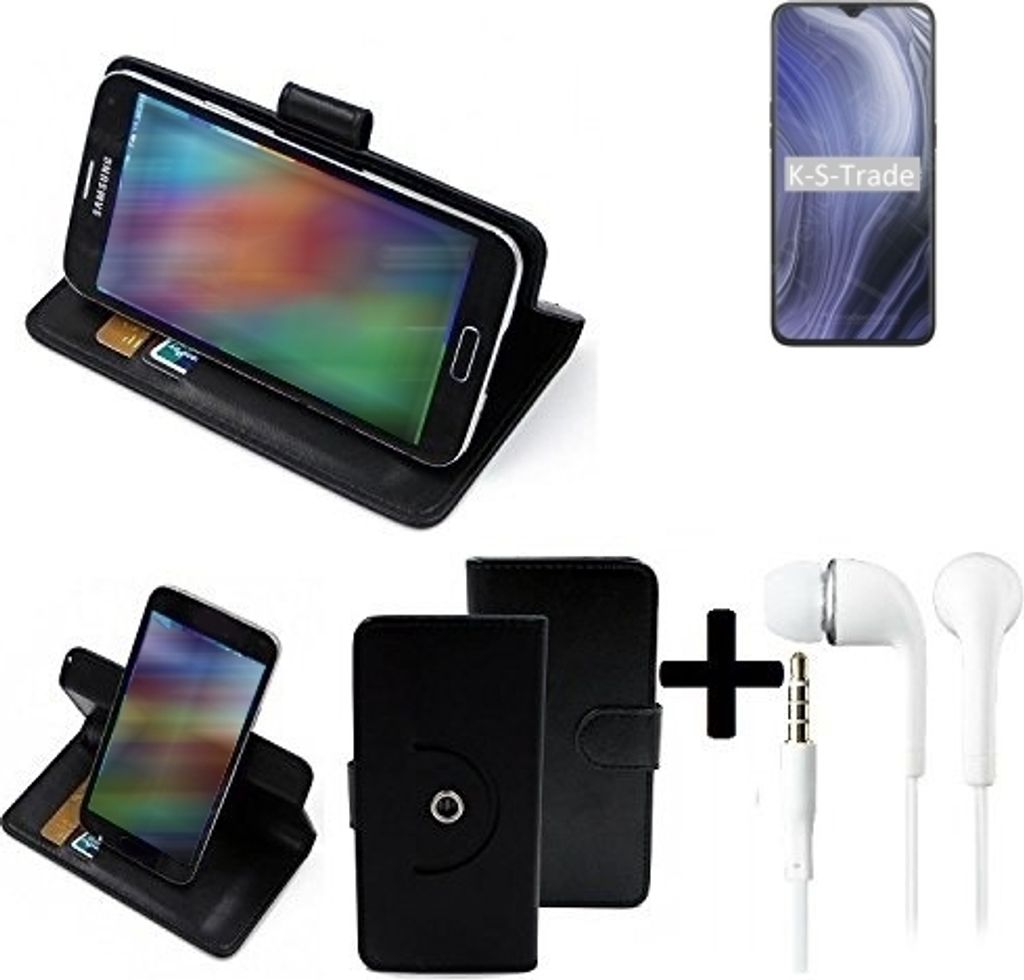 K-S-Trade Handy Hülle Schutz Hülle + Kopfhörer kompatibel mit Oppo Reno Z SD710 Handyhülle Flipcase Smartphone Cover Handy Schutz Tasche