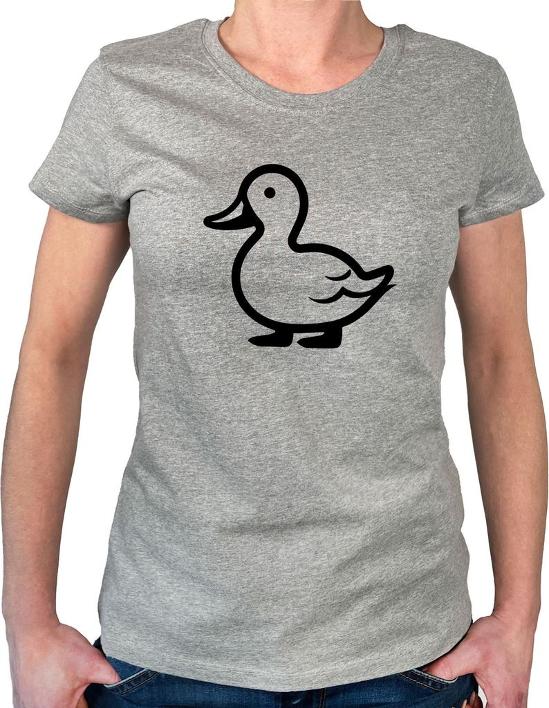 Huuraa Damen T-Shirt Ente Silhouette L Sport Grey Bio Baumwolle Fairtrade Damenshirt Geschenkidee
