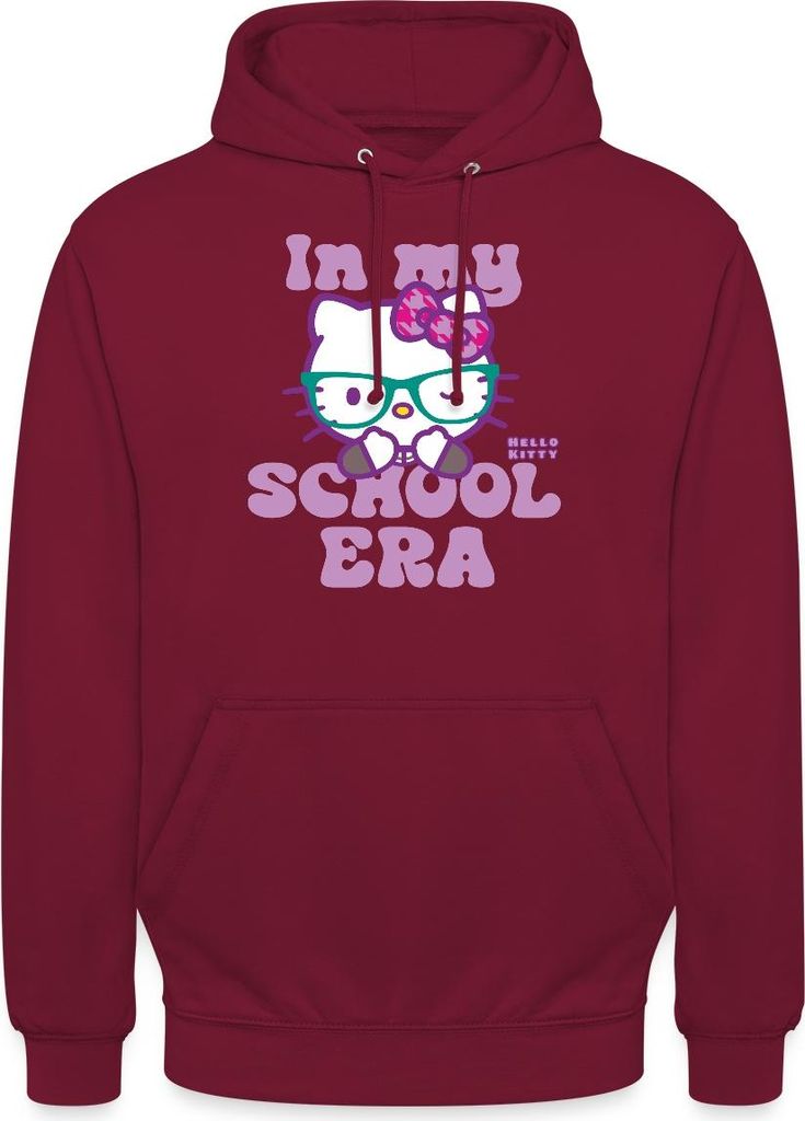Spreadshirt Hello Kitty Schulkind In My School Era Uni Hoodie, M, Bordeaux