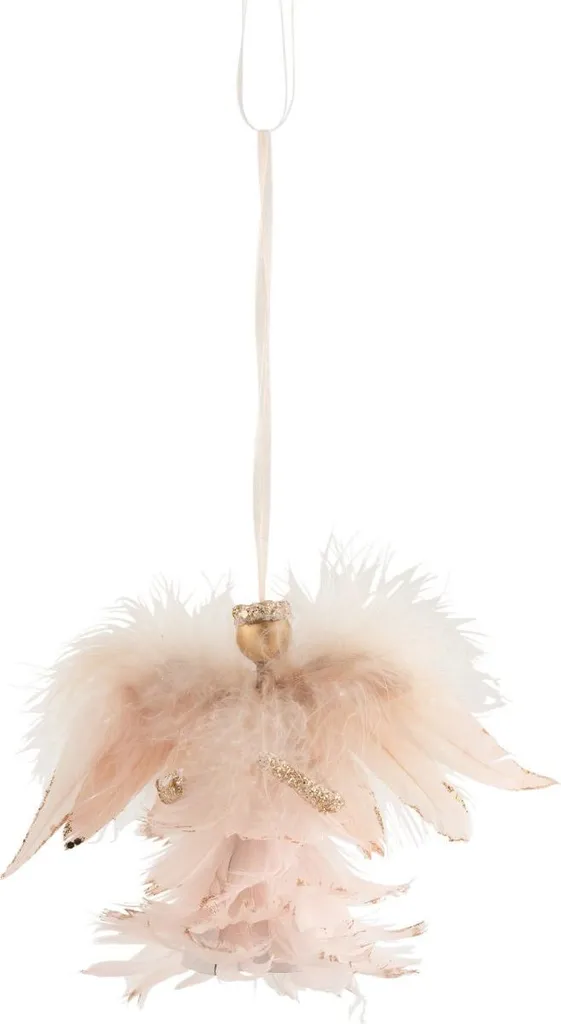 Cintre J-Line Rose Poudré avec Plumes et Paillettes Argentées Luxe