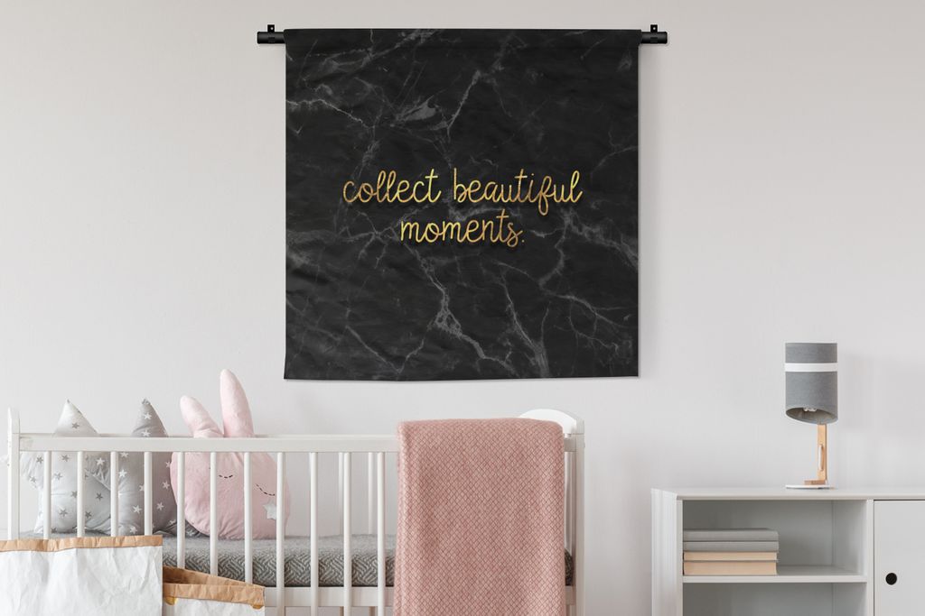 MuchoWow Wandteppich Wandbehang Zitate - Sprichwörter - Gold - Marmor 90x90 cm Tapisserie Dekoration Wandtuch - Wandaufhänger