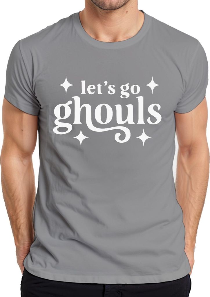 let's go ghouls Halloween Geister Grusel Party Kostüm Spuk Retro Herren T-Shirt, Grau, M