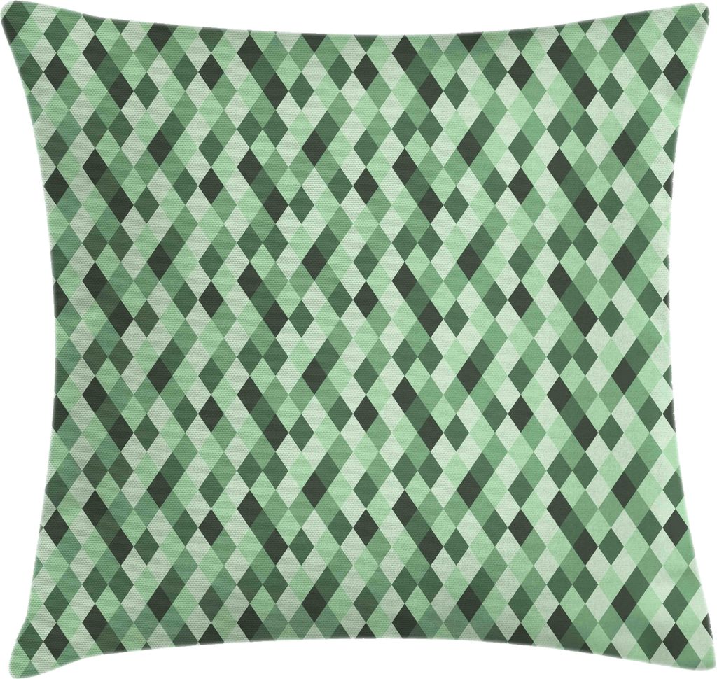 ABAKUHAUS geometrische Rhombus Kissenbezug, Moderne Symmetric Klassische Argyle-Muster in Grün Farbpalette drucken, 50 x 50 cm, Hellgrün Dunkelgrün